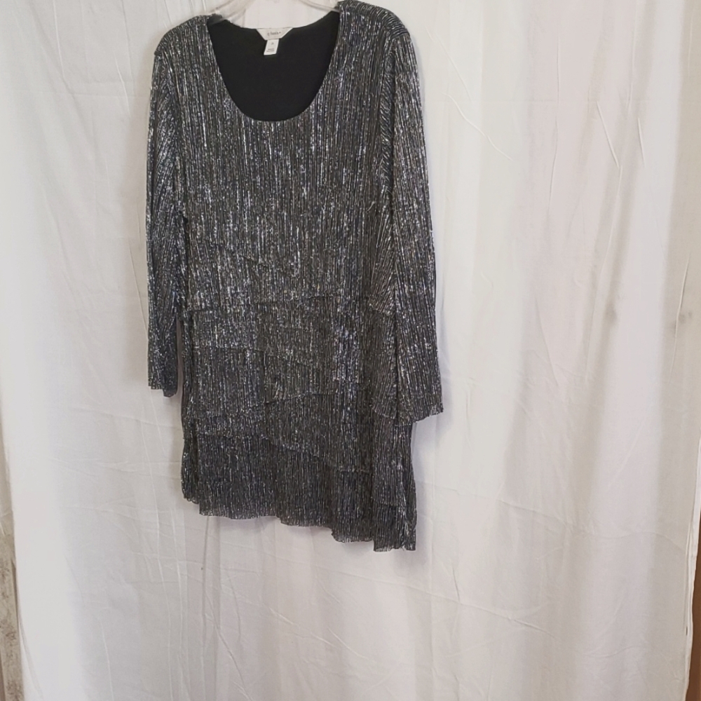 Shimmery Silver/Black Plus Size Blouse